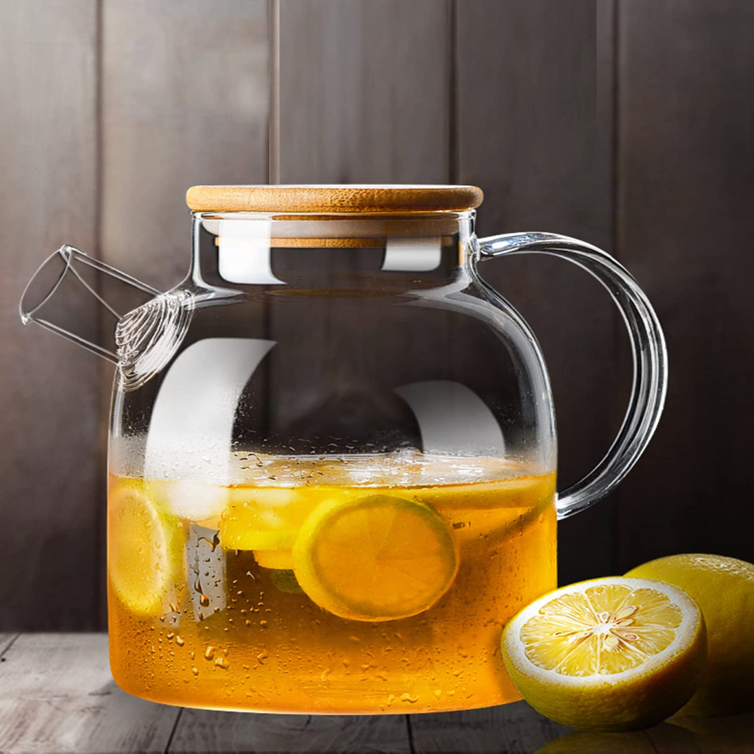 Circle M Glass Teapot with Lid – 1000ML Borosilicate Glass Water Kettle, Stovetop & Microwave Safe, Elegant Crystal Knob Design, Perfect for Tea, Coffee, and Hot Beverages