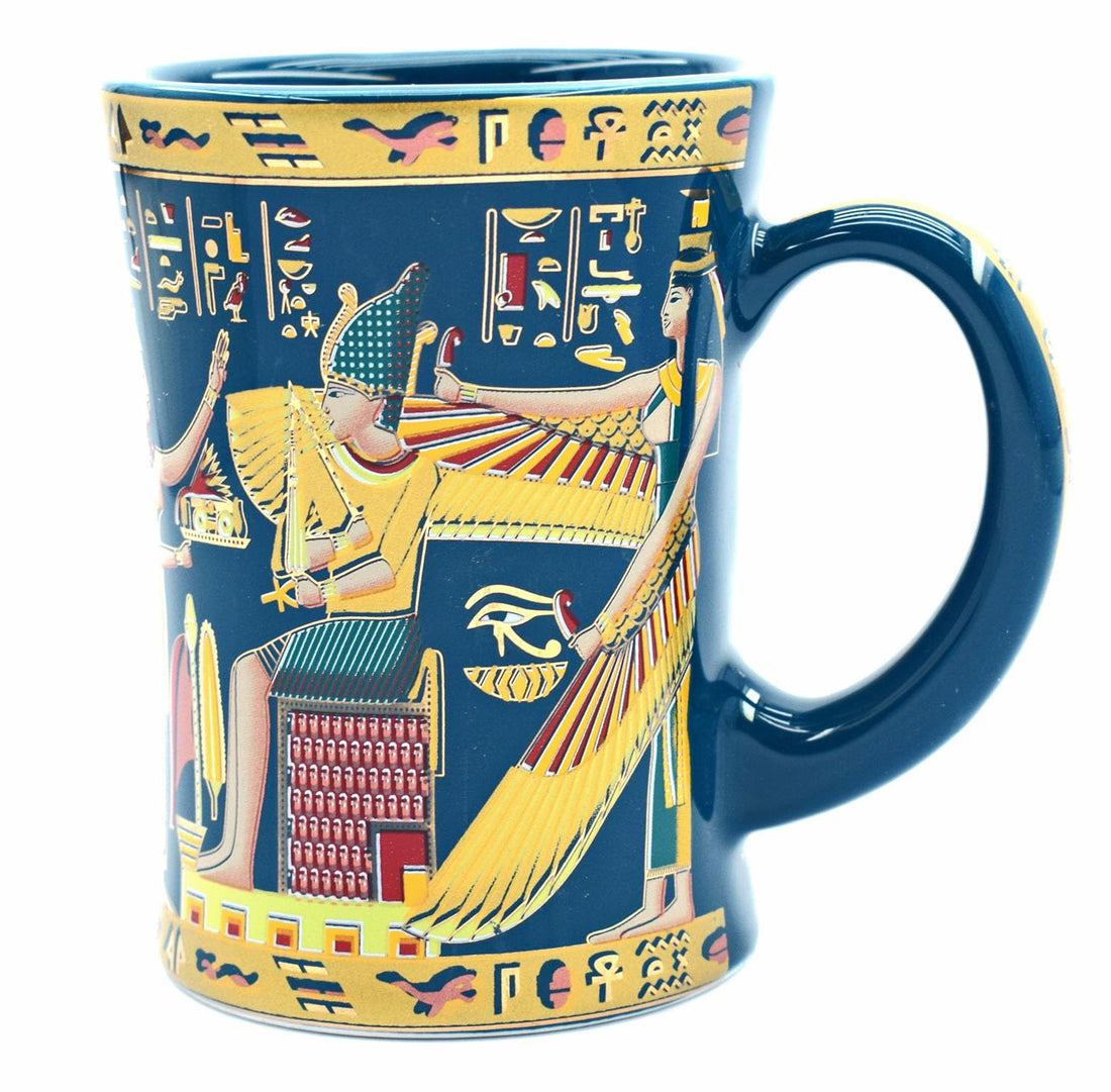 immatgar pharaonic Mini mug ancient Egyptian souvenirs gifts from Egypt - mother day gifts (iisis - Blue - 150MM)