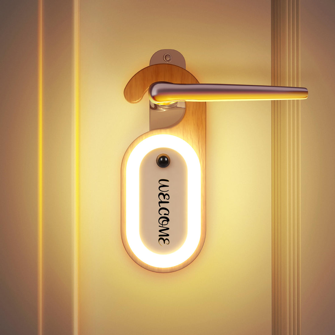 Wooden Message Light Memo Motion Sensor Night Light Rechargeable Door Handle Light