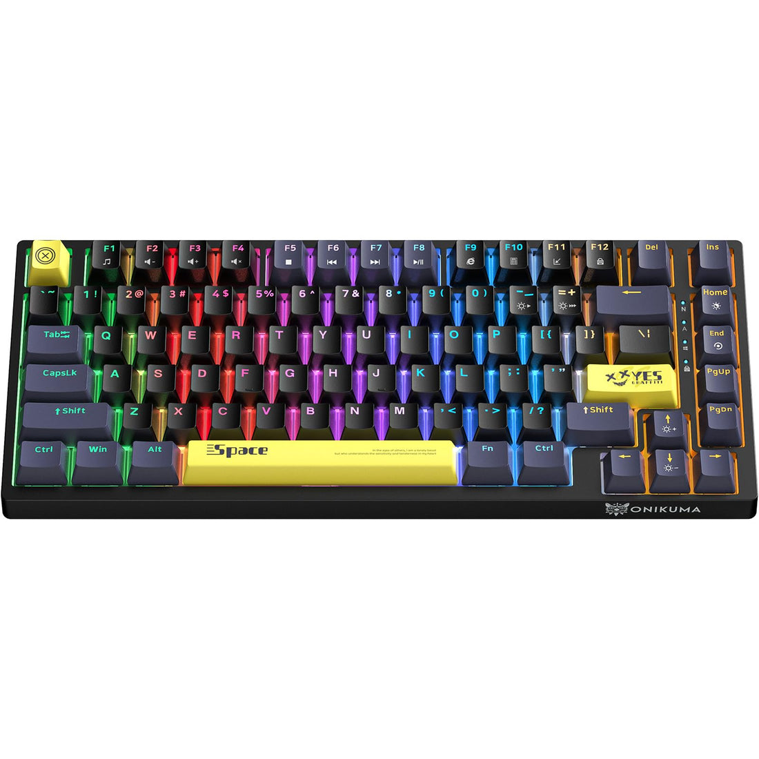 ONIKUMA GAMING 75% 82 Keys Mechanical Keyboard,Wired Gaming Keyboard with Blue Swithes, 6 Colors RGB Lights, Compatible with PC, Laptop, Desktop, ABS Keycaps, High-Performance, Black