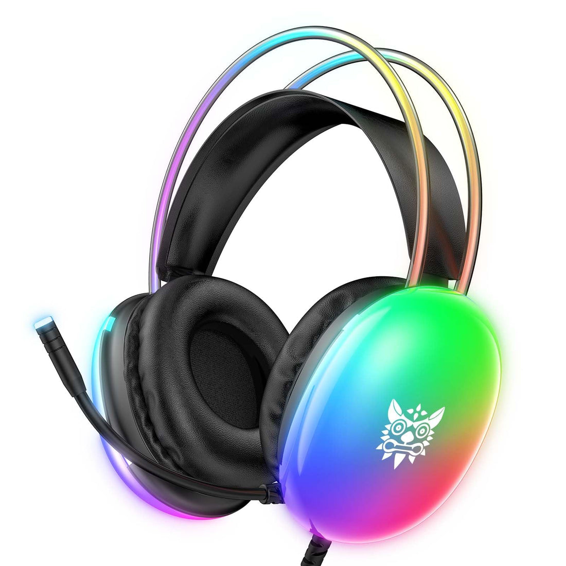 FH Onikuma X25 Gaming Headset with Microphone, RGB Gradient Dynamic Lighting, PC Wired Lightweight Gaming Headphones for PS4/PS5/Laptop/MAC, 3.5mm Audio Over Ear Headphone, Stereo Surround Sound