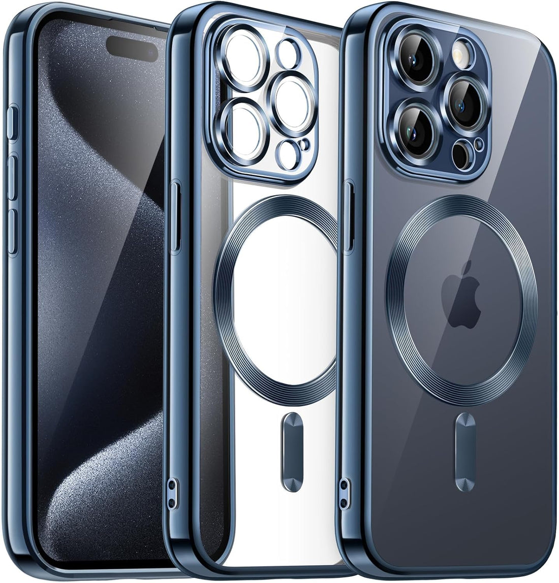 Grabist Case for iPhone 15 Pro Max 6.7-Inch, Camera Lens Full Protection, Compatible with MagSafe Wireless Charging, Shockproof Soft TPU Phone Cover (Blue)