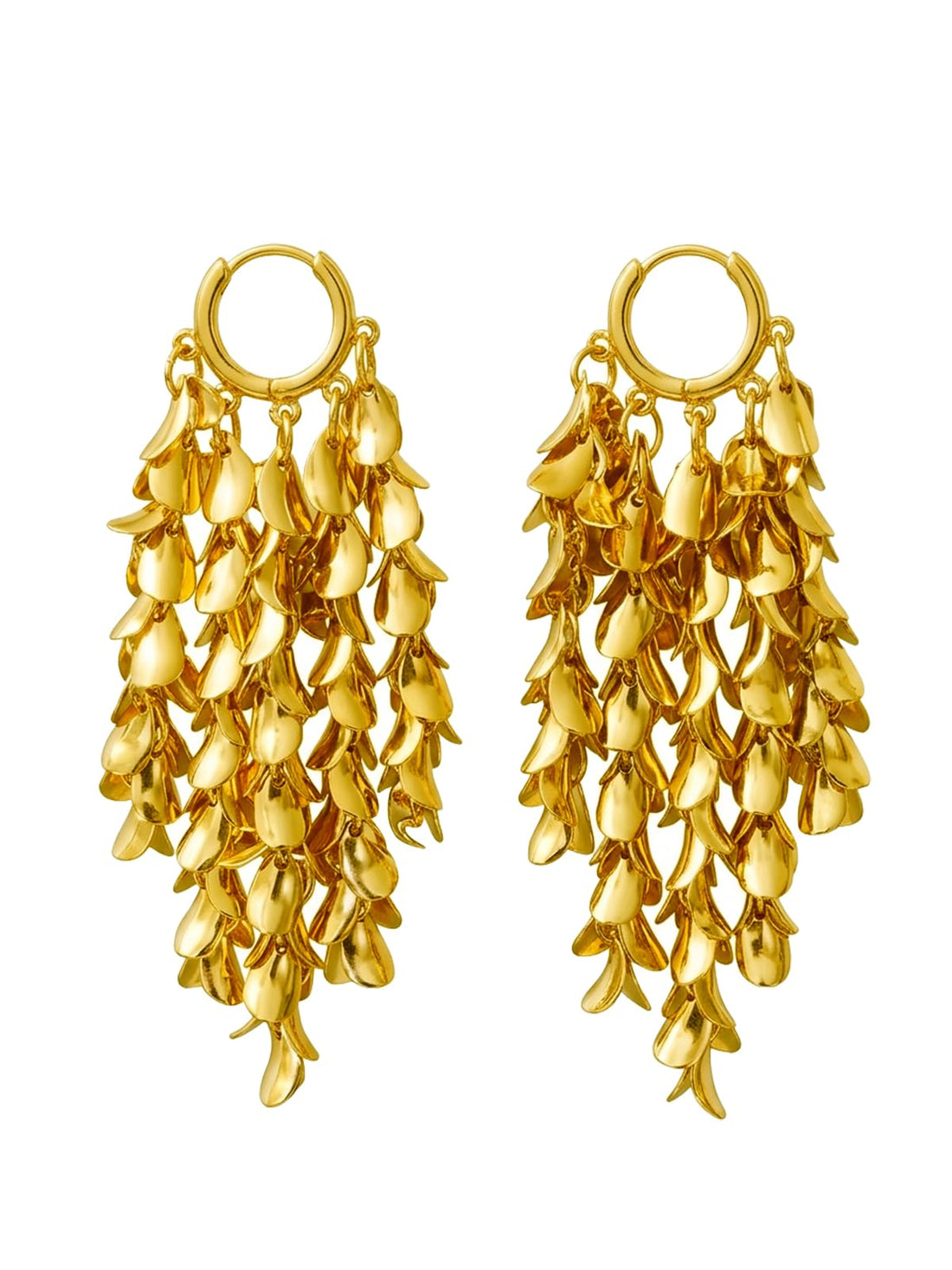 Julia Store 21K Gold Plated Leaf Metal Tassel Earrings Leaf Tassel for Women Trendy Dainty Earrings Handmade Boho Super Lightweight Chandelier Dangle Drop Earring Jewelry Gift