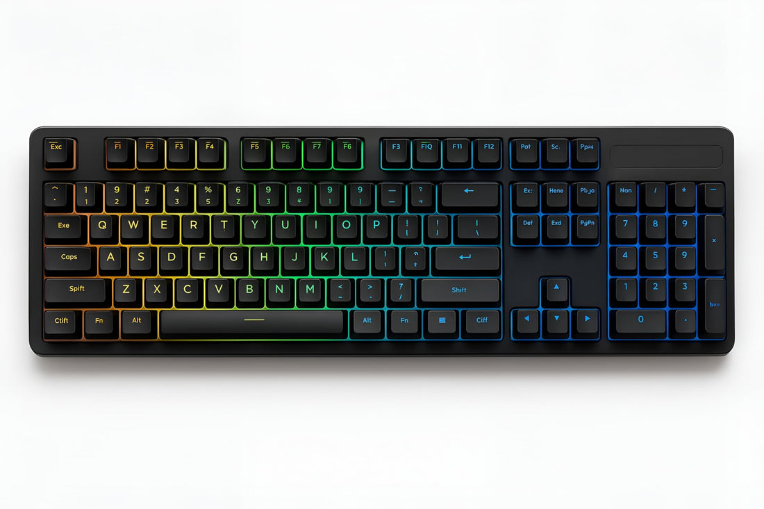 k101 RGB Mechanical Keyboard, 104 Keys, Outemu Switches, 12 Lighting Modes, Pudding, Black