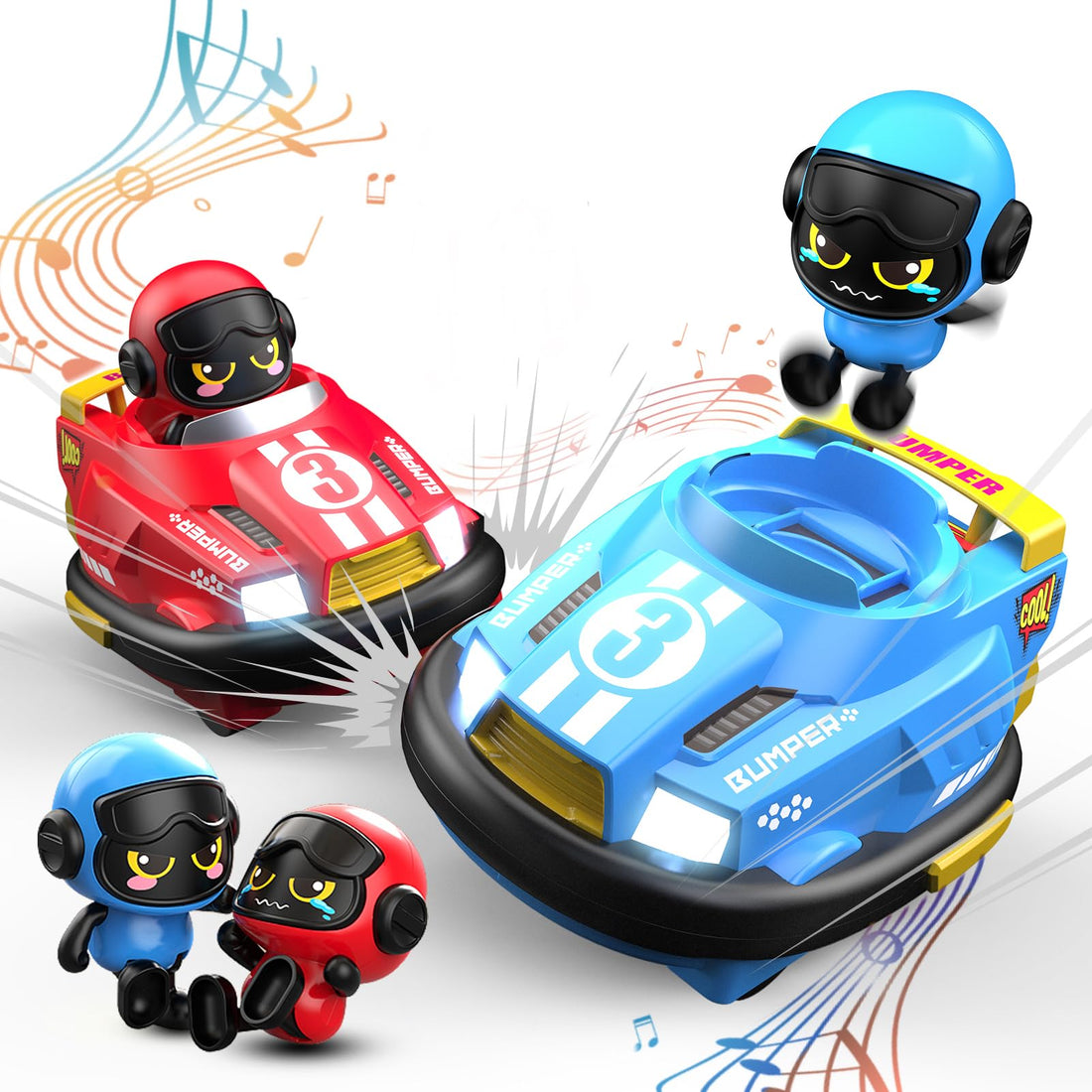 CAPTAIN CHAOWING Toddlers Remote Control Cars for Kids, Boys RC Ejecting Bumper Cars Set of 2 Players, RC Battle Race Vehicles Toddlers Toys, Cartoon Vehicles Toys, Christmas Birthday Gift
