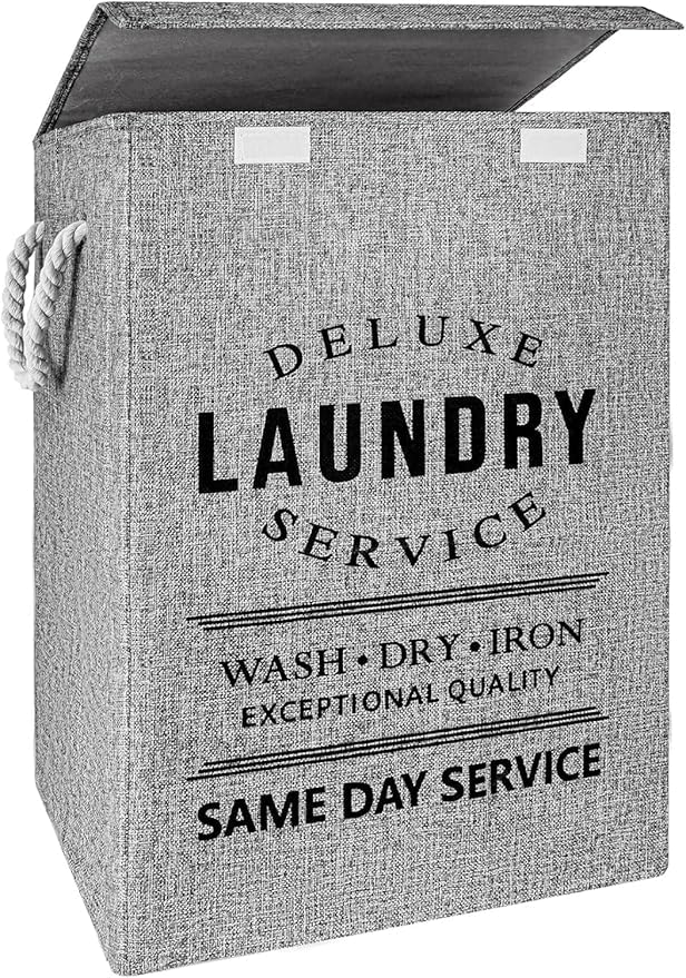 Laundry Basket with Lid, Upgrade Sturdy 85L Large Laundry Hamper - Waterproof Stylish Foldable Laundry Baskets for Storage Clothes Toys (Gray)