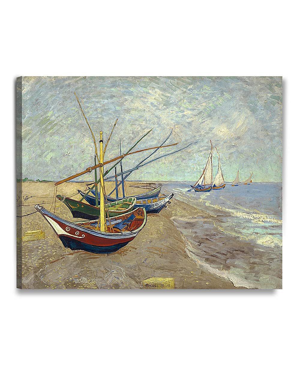 DECORARTS - Boats At Saintes Maire, Vincent Van Gogh Art Reproduction. Giclee Print on Canvas. Wall Art for Home. 40x32