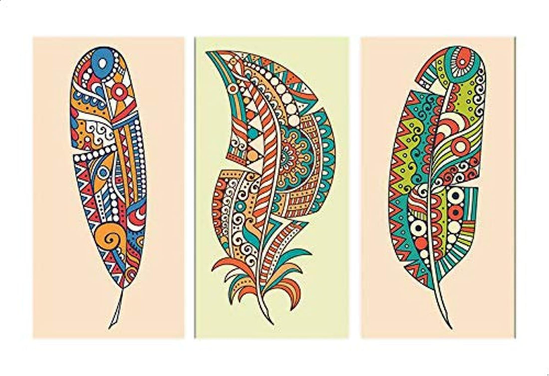 R18-46 Woodcut Print Set Of 3 - Multi Color