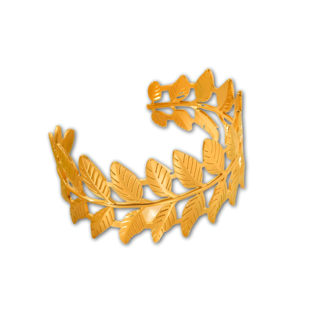Laurel Leaf Bangle - Stylish Women’s Stainless Steel Bracelet in Gold Tone with Wheat Ears Accent, Ideal for Festive Occasions, Casual Wear, and Thoughtful Holiday Gifts