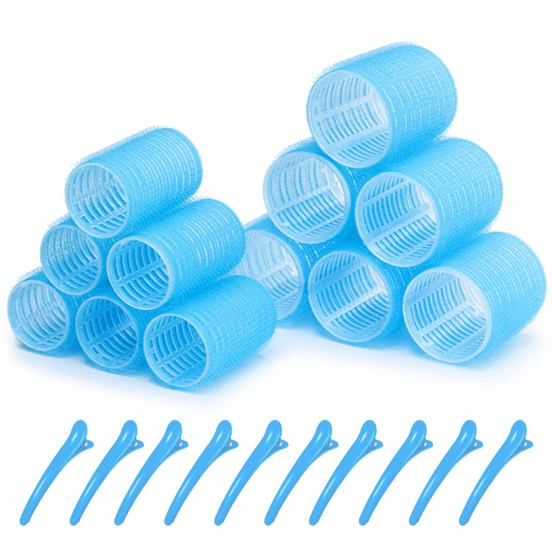 Hair Rollers Set 12 Pieces Heat Free Hair Rollers Hairdressing Curlers DIY Hair Styling Sungenol 2 Sizes Sky Blue Hair Rollers in One Set