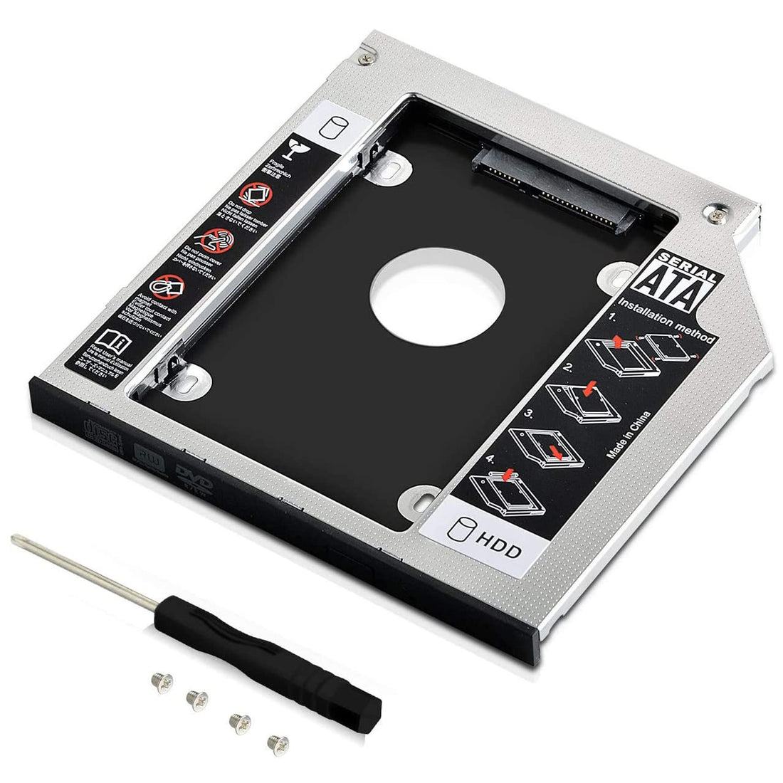 GeekerChip 2nd 2.5'' SATA HDD SSD Hard Drive Disk DVD CD ROM Optical SuperDrive Caddy Tray Adapter Unibody 9.5mm Laptop CD/DVD-ROM Drive Slot
