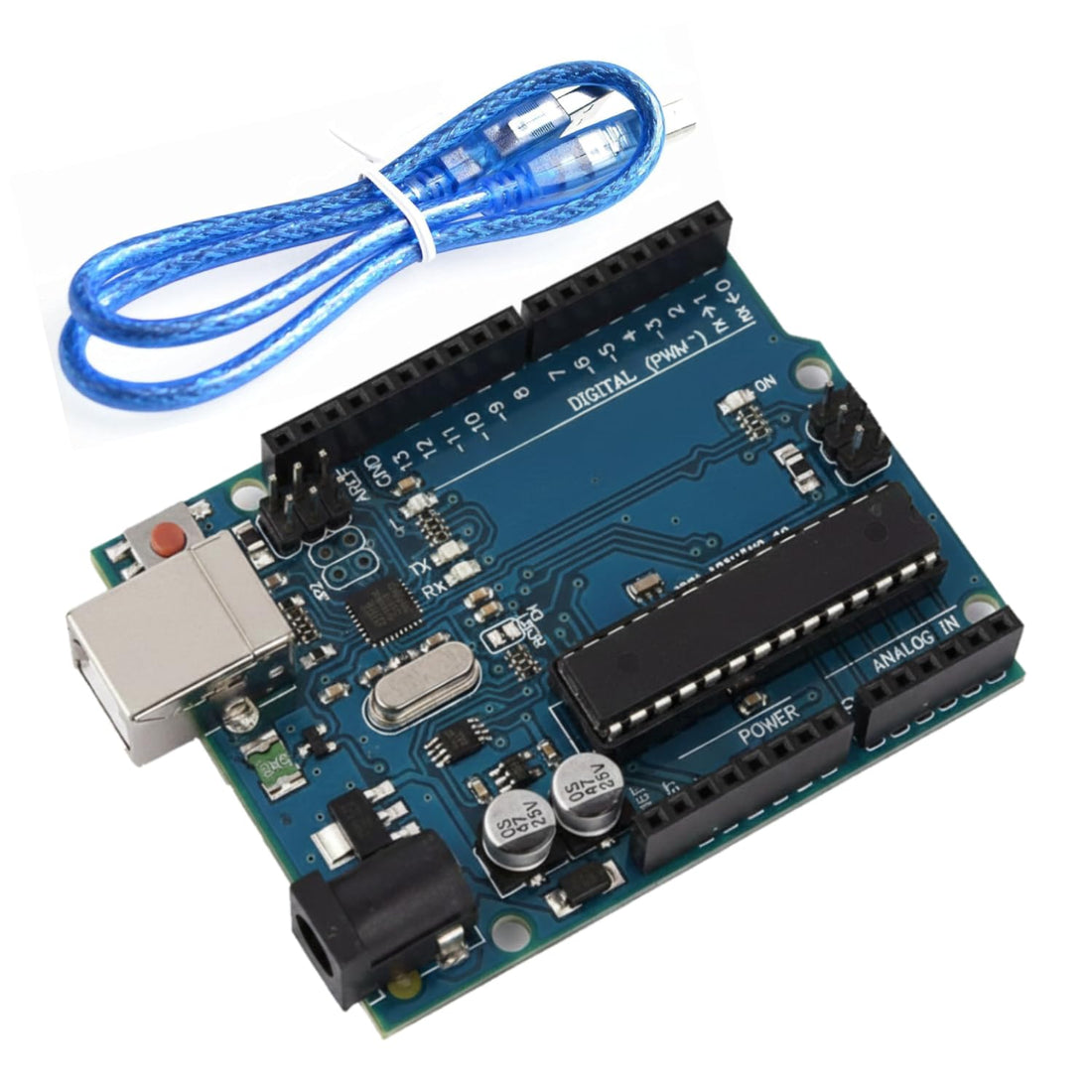 UNO R3 DIP Development Board Kit with USB Cable | ATmega328P & ATmega16U2 High-Speed MCU | Single Board Computer for STEM & Engineering | R3 Compatible
