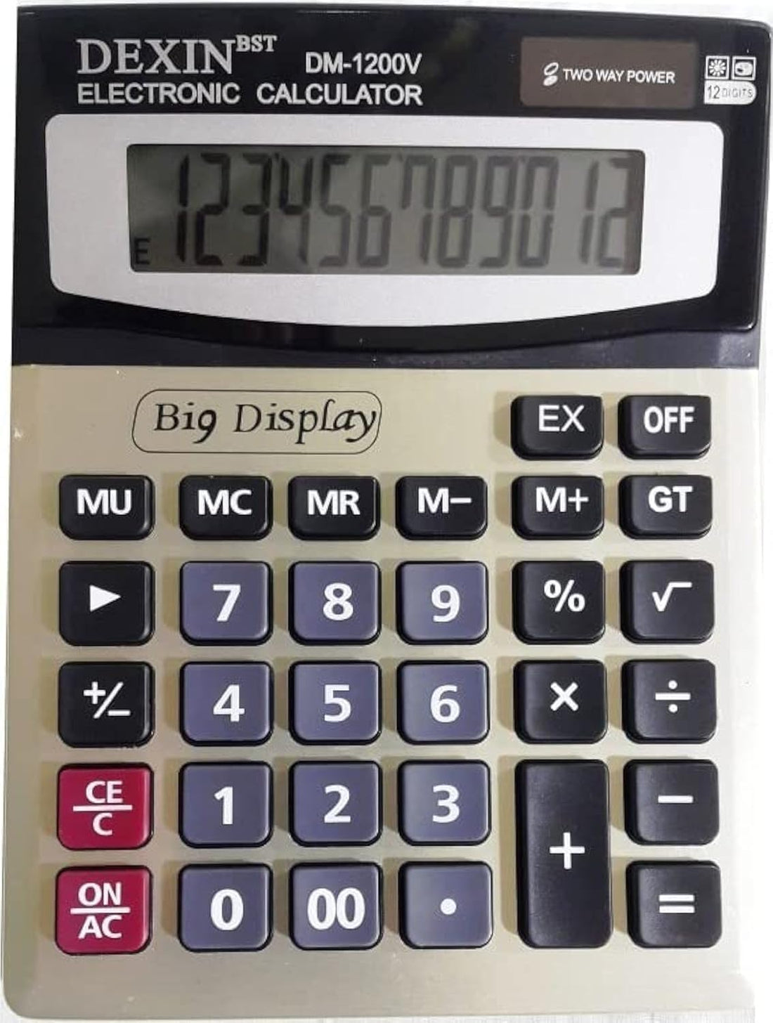 Dexin Calculator 1200 / Solar & Stone/Ultra Clear Display/Large Numbers/Strong Metal Body / 12 Digits/Dexin Electronic Calculator