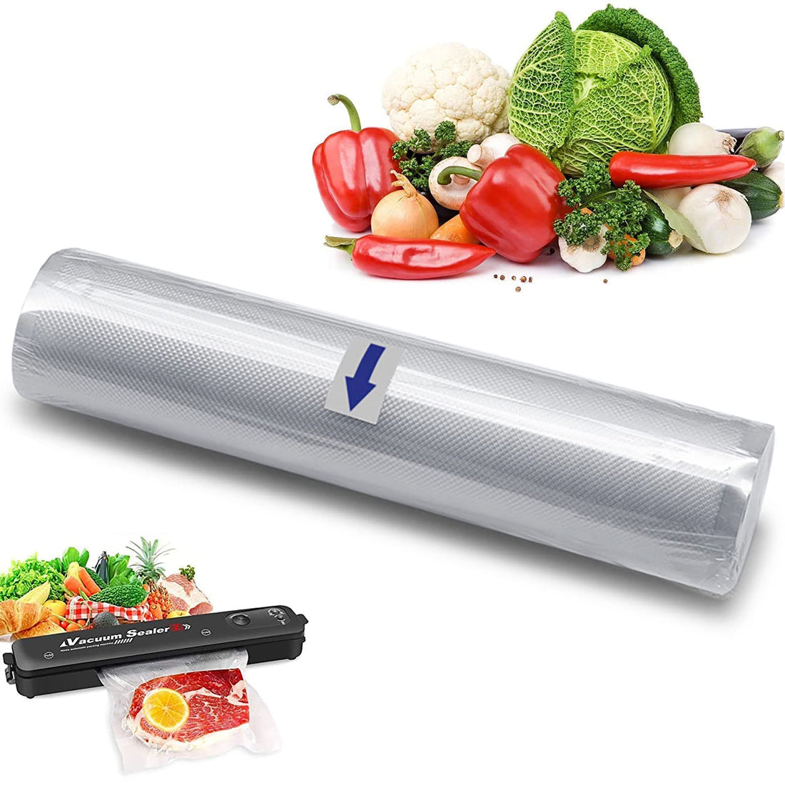 Arabest Universal Vacuum Sealer Bags, Food Vacuum Storage Bags for Food Sous Vide or Storage, Compatible with All Vacuum Sealers for Homes, Cafes, Bars, Offices, Teahouses (20cm*500cm)