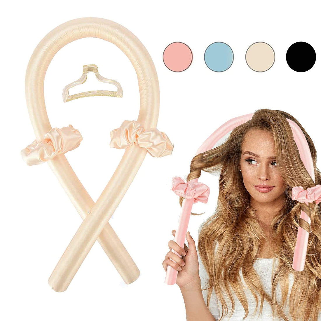 Tik Tok Heatless Hair Curlers for Long Hair,Heatless Curling Rod Headband,No Heat Curlers You Can to Sleep in Overnight,Heatless Curls Headband,Soft Foam Hair Rollers for Natural Hair(Yellow)