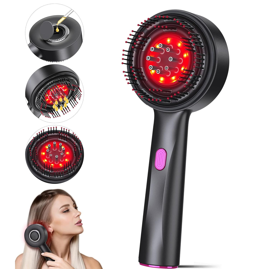 Scalp Massager Brush with Oil Applicator - Cordless Electric Hair Scalp Messenger, Shiatsu Head Massage, IPX7 Waterproof, Portable Deep Head Massager Comb For Hair Growth & Head Relaxation