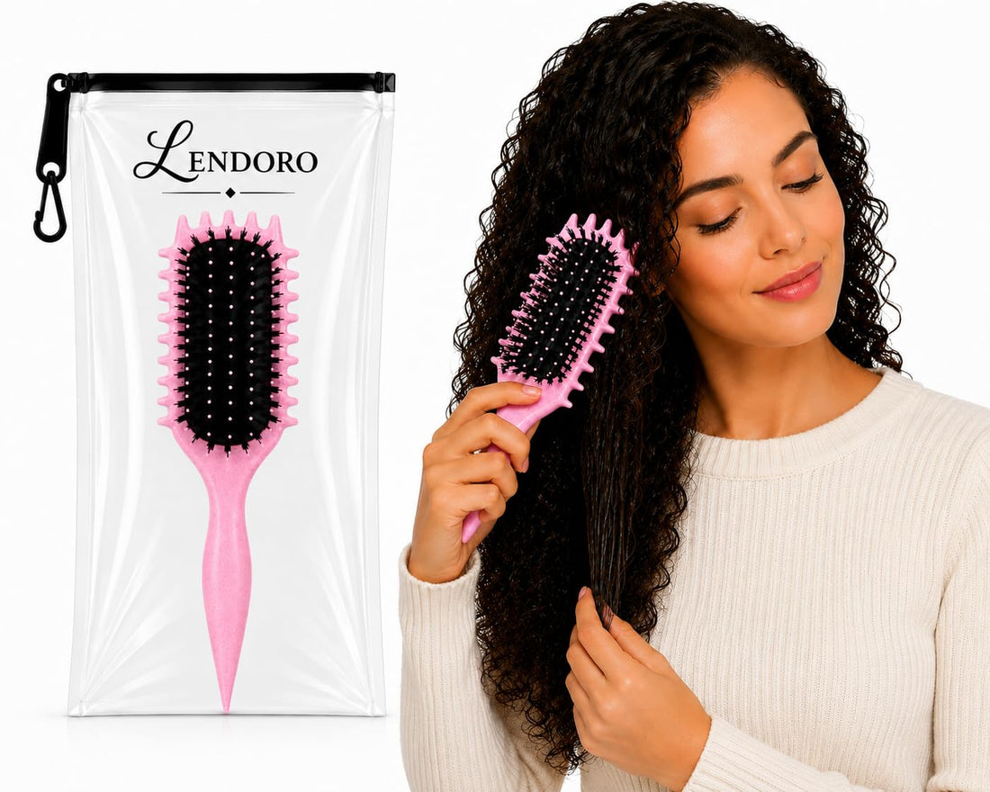 3-in-1 Curl Defining Brush for Curly & Wavy Hair, Detangle, Define & Style, Soft Synthetic Bristles (Pink)