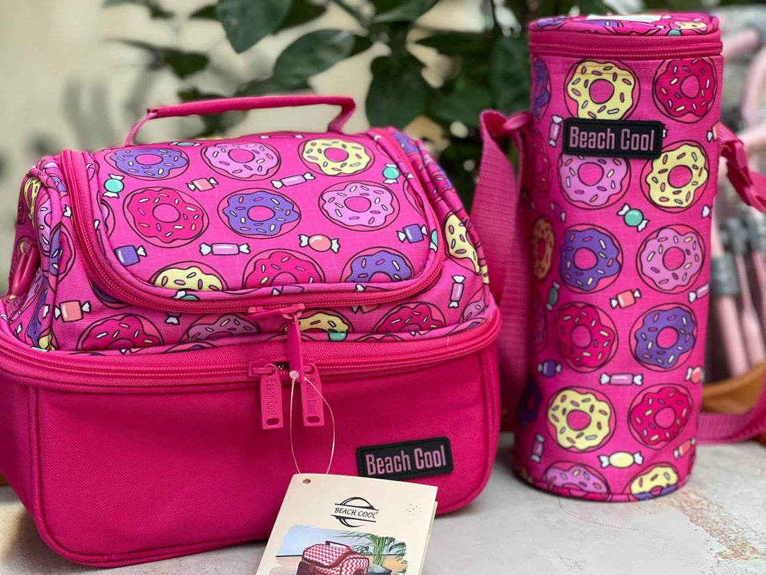 Beach Cool Cooler Bag, Insulated Lunch Bag with Bottle Holder, for Schools, Holidays, Hiking