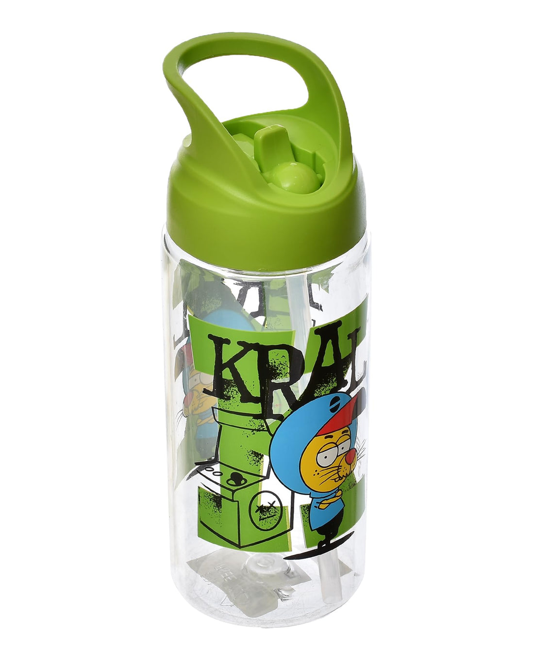 Renga kral sakir decorated tritan water bottle with straw 500 ml Green