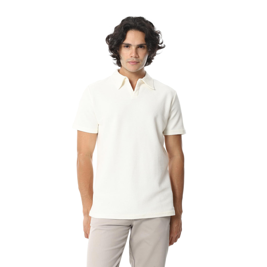 Andora Mens Self Pattern Turned Down Collar Western