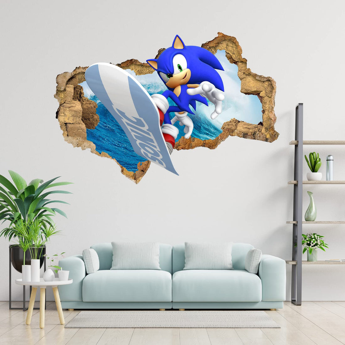 Sonic Wall Decals Children's Cartoon Wall Stickers for Palyroom Nursery Kids Room Living Room Bedroom Self-Adhesive Vinyl Wall Decoration Gift Supplies (15.7 X 23.6 in)