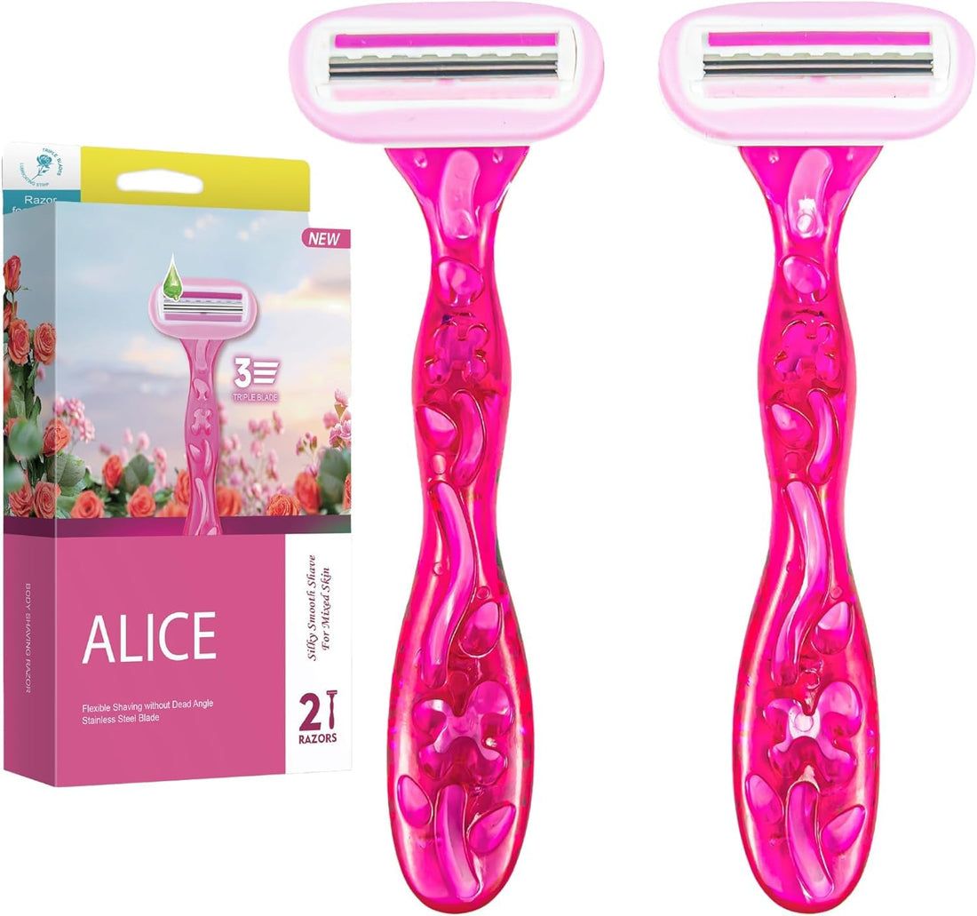 Alice Silky Smooth – Triple Blade Women's Razor | Flexible Head, Comfort Handle, 2 Pack for Silky Smooth Skin - by Al Shabrawini Pharmacy