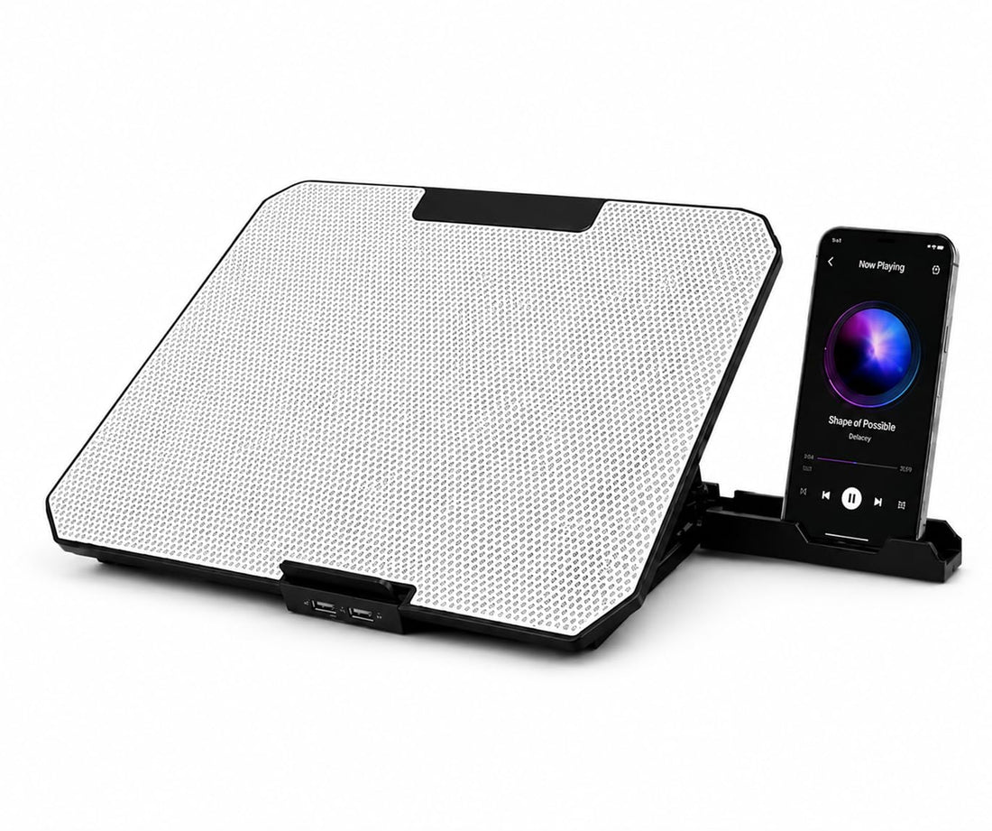 Laptop Cooler Stand with Fan, Adjustable USB Cooling Pad for Notebook, Quiet Air Flow Base with LED Light and Anti Slip Support for Desk, Office, Study and Gaming ZR700