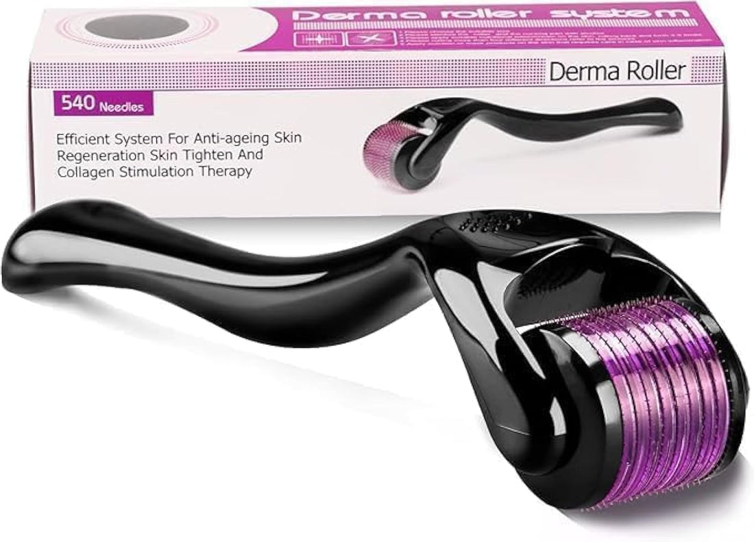 Derma Roller Needles 540 Titanium Microneedle Roller for Face Skin Rejuvenation Anti-Wrinkle Anti-Aging Skin Rejuvenation Hair Loss Acne Scars Stretch Marks, Multicolor (0.75)