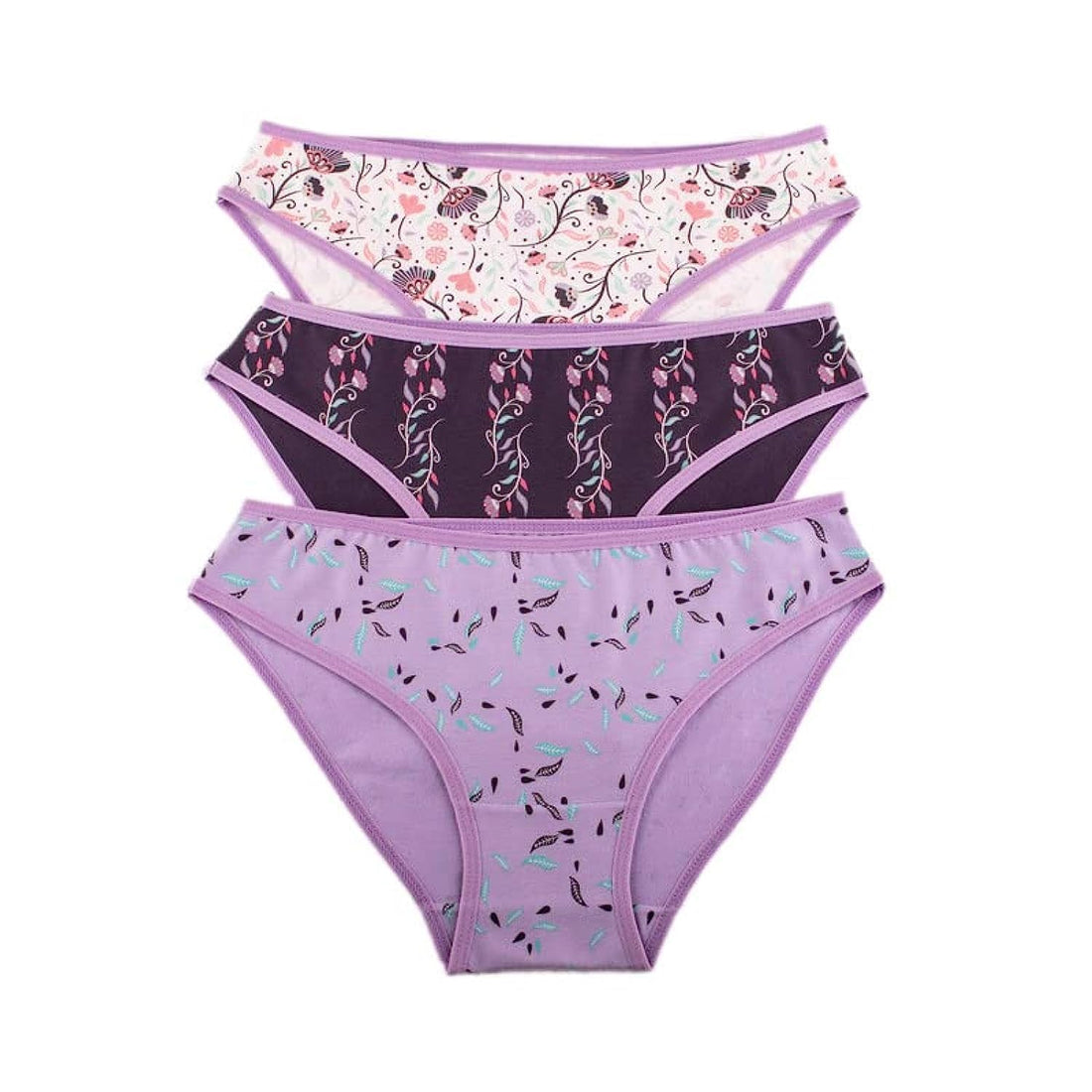 Milk Bikini Multicolor Pack of 3 Printed Underwear XX-Large Size For Womens - M-311-BK-2XL