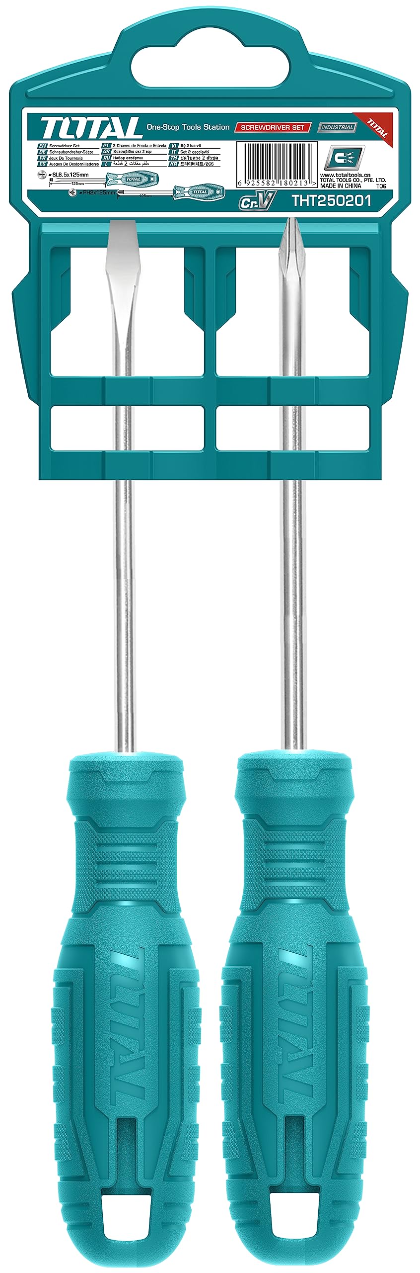 Total 2 Pcs screwdriver set THTDC250201 1pcs SL6X125mm, 1pcs PH2X125mm