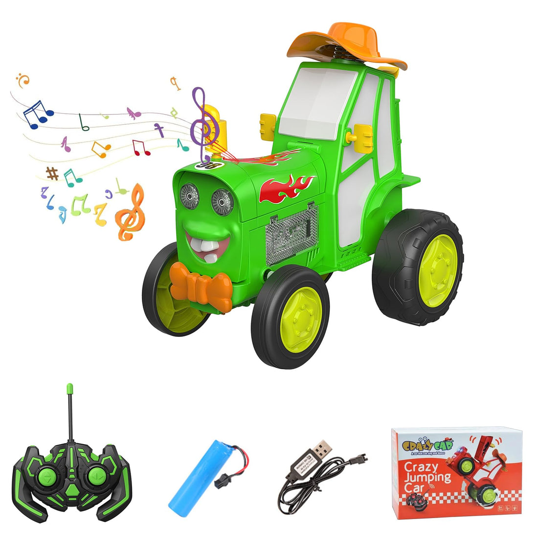 GoolRC Crazy Jumping Car Toys for Kids, RC Stunt Car with Music Lights, Rechargeable Remote Control Car, Radio Controlled Rocking Car Toy Christmas Birthday Gift for 4-12 Boys Girls (Green)