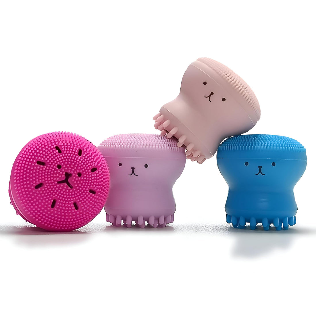 Beauty Brush - Silicone Octopus Face Scrubber for Exfoliation, Pore Care, and Massage, Versatile Set of 4 in Bright Colors for Skincare Routine