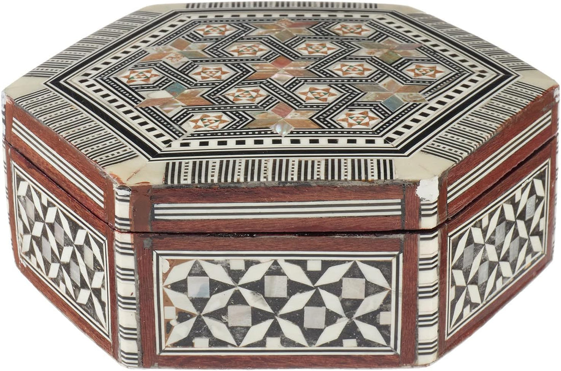 Jewelry Box Hexagonal Wooden Shell Shape Large Size 26 * 30