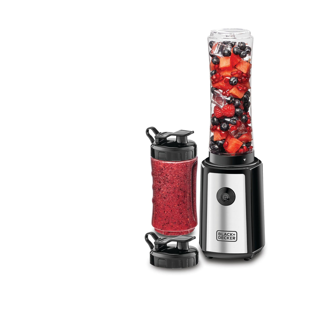 Black & Decker 300W 6 Piece Personal Compact Sports Blender/Smoothie Maker, Silver/Black - SBX300-B5, 2 Years Warranty