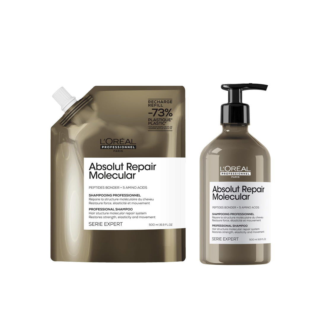 L'Oréal Professional Absolut Repair Molecular Duo Bundle - Shampoo bottle + Refill pack