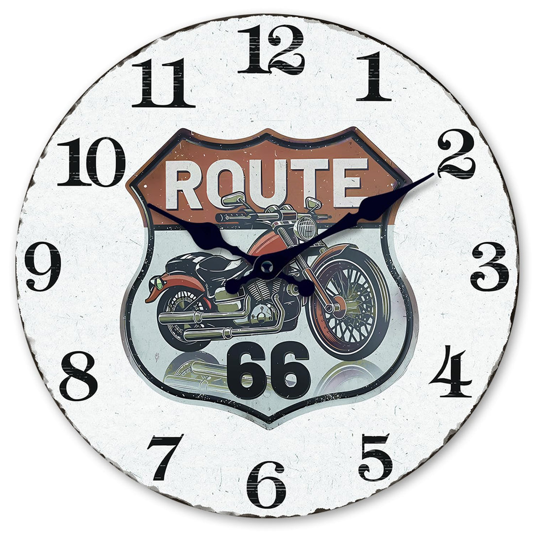 Route 66 Wood Wall Clocks Battery Operated Retro Rustic Wall Clock for Living Room Bedroom Garage 12 Inch Silent Wall Clock