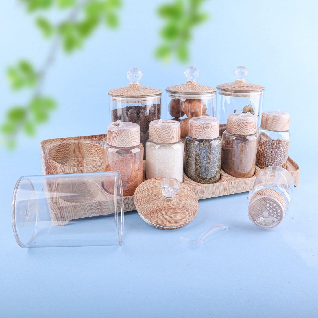 10 Piece Healthy Acrylic Spice Set with Elegant Stand - Elegance and Tidy Your Kitchen OM