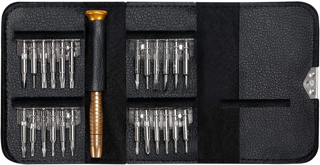 MySouqEg Store 25 in 1 Precision Screwdriver Set, DIY Mini Repair Tool Kit for PC, Glasses, Mobile Phone, Laptop, Watch, Drone with Leather Case...Pcs (25)