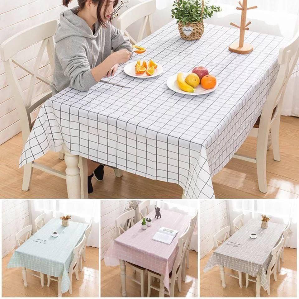 183 x 137 cm Rectangle Tablecloth Waterproof Oil Proof Easy to Clean Reusable Plastic Tablecloth for Party Kitchen Picnic Outdoor - 1 Piece - Random Color