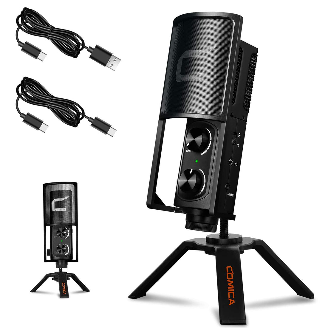COMICA USB Condenser Microphone, STM-USB Cardioid/Bidirectional Microphone with Gain, Muting, and Monitoring- Perfect Mic for PC Smartphone Xbox Gaming PS4/PS5 Twitch YouTube IG Facebook Live