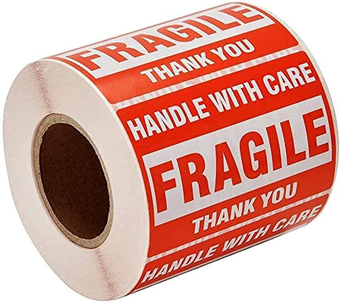 500pcs Red Fragile Warning Stickers 3 x 2 inch, Handle With Care Thank You Sticker, Great for Safe Shipping Packing of Goods with Clear Large Font Text and Strong Adhesive Backside, Adhesive Labels