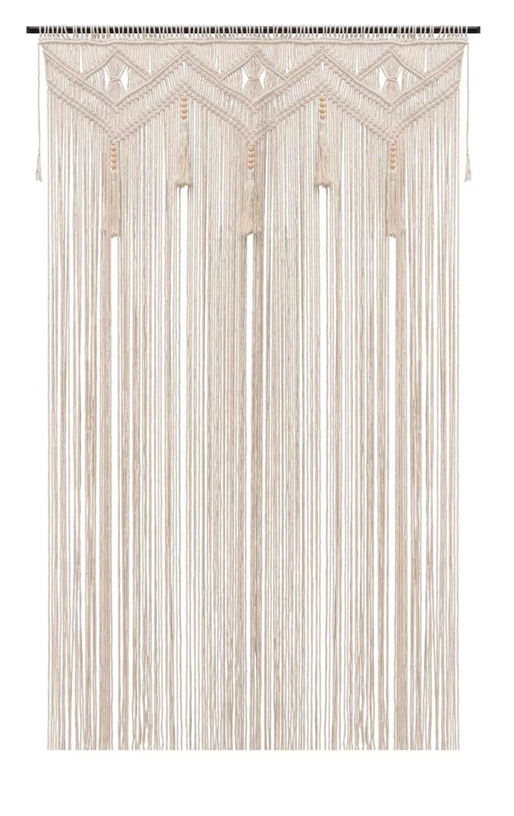 Romanova Boho Curtains for Bedroom Macrame Curtains for Windows Living Room Boho Decor Large Macrame Wall Hanging Beaded Curtain for Doorway Closet Curtains Wedding Backdrop, 1 Panel 52''W x 72''L