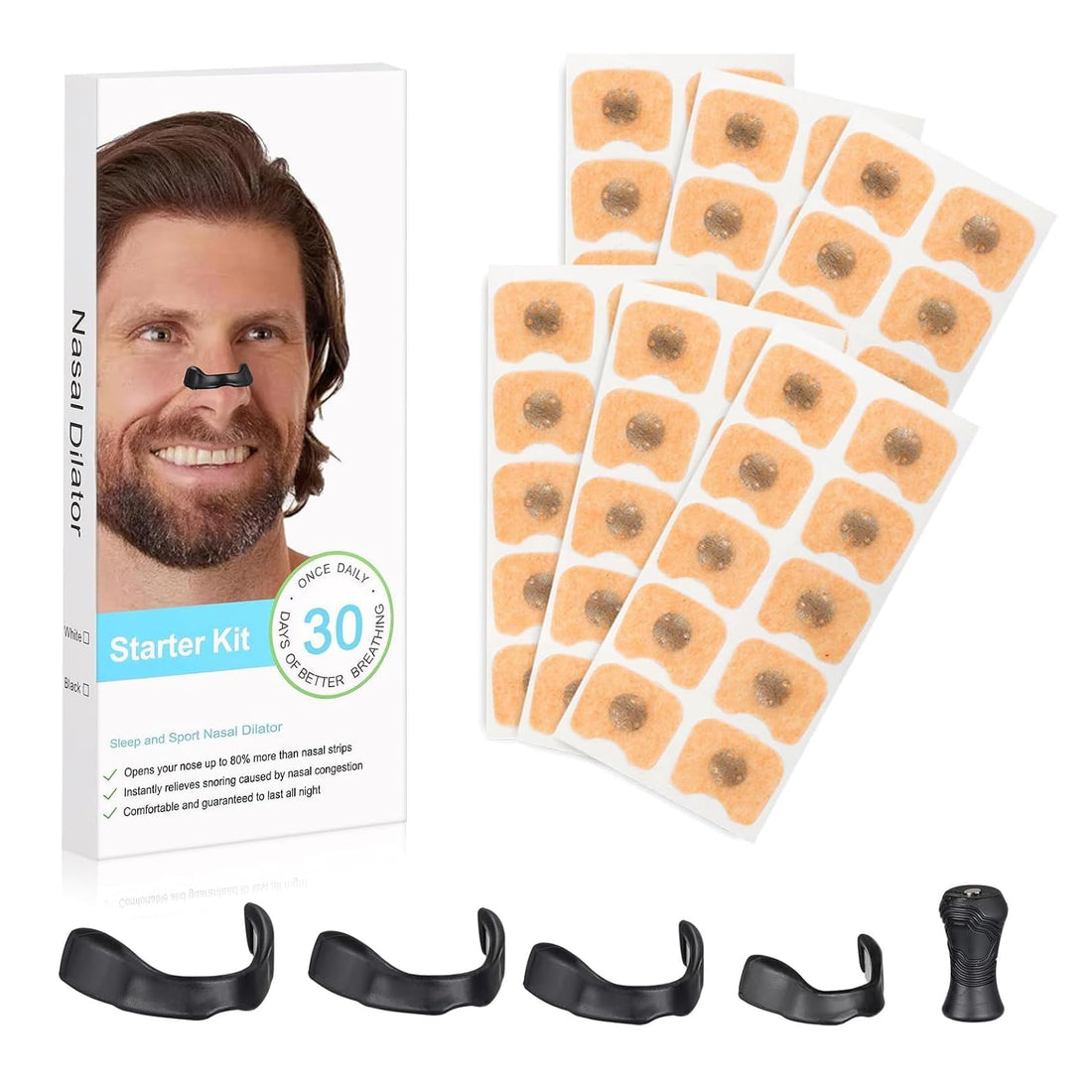 Nasal Strips for Snoring,Magnetic Nose Strip,30 Pairs Magnetic Nasal Strips Innovative Design Anti-Snoring Equipment,Reduce Snoring,Improve Sleep Quality