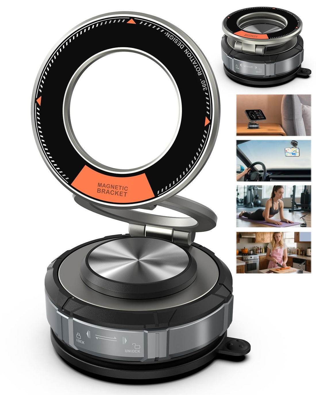 360° Adjustable Vacuum Suction Bracket for MagSafe Car Mount,Vacuum Magnetic Phone Holder,Cell Phone Holders for Your Car/Home/Travel,Suction Car Mount for iPhone 16/15/14/13/12/Android