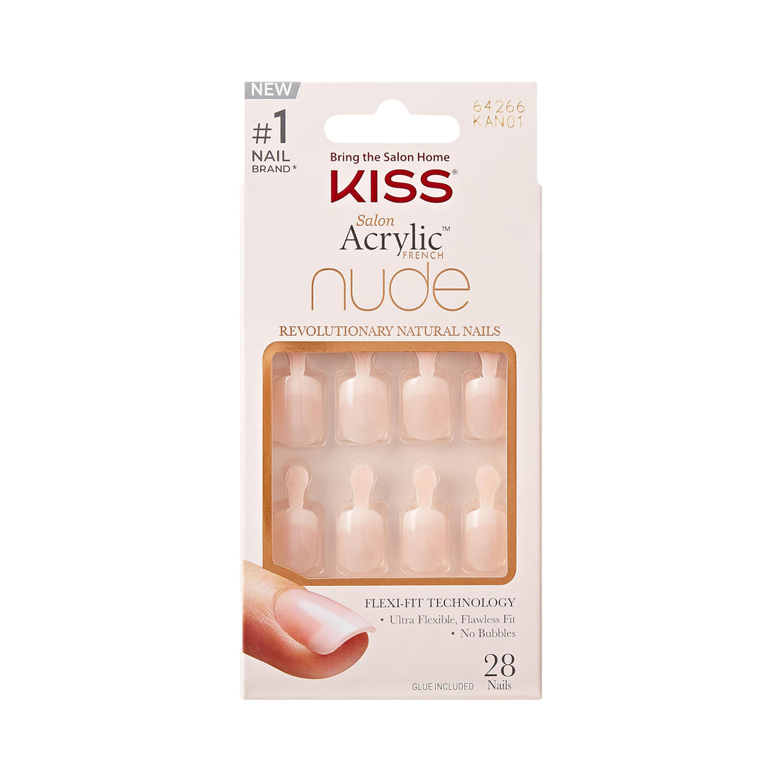 Kiss salon acrylic nude french nails 28's kan01