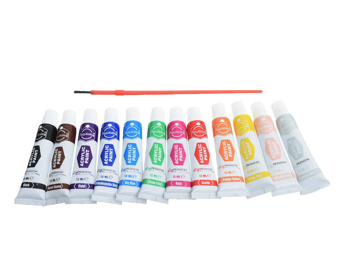 HS-91 KS-83 AC-24 Acrylic Paint Set 12 Colors 12ml Tubes High Quality Rich Pigments Professional Artist Supplies Suitable for Canvas Paper Wood and Fabric Projects