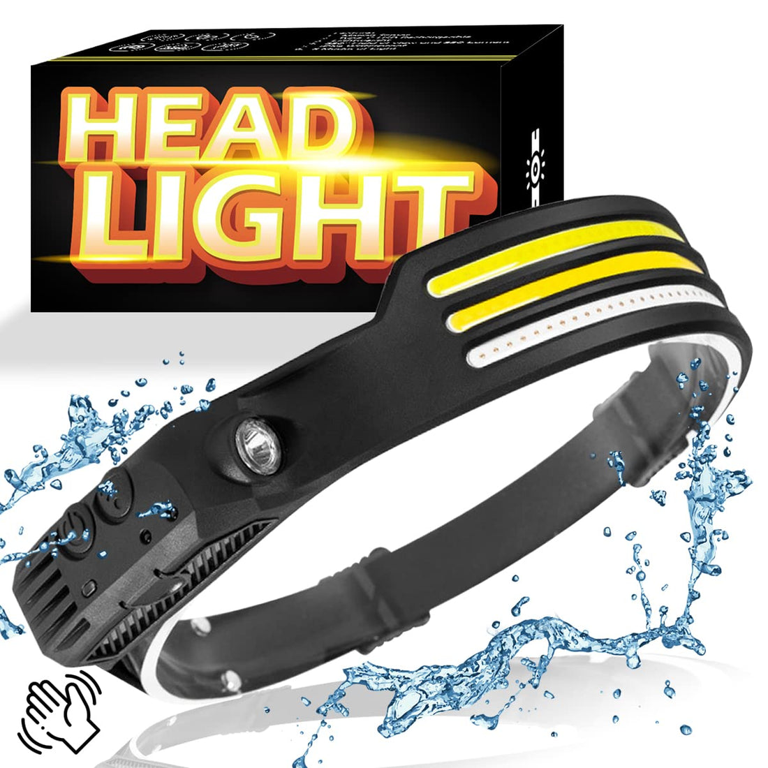 Rechargeable LED Headlamp Lightbar Headband Light Strip Headlamps, Helmet Waterproof Lumen Torch Flashlight Head Lamp Headlights for Forehead, Adults, Hiking, Camping, Running, and Outdoor - 1 PC