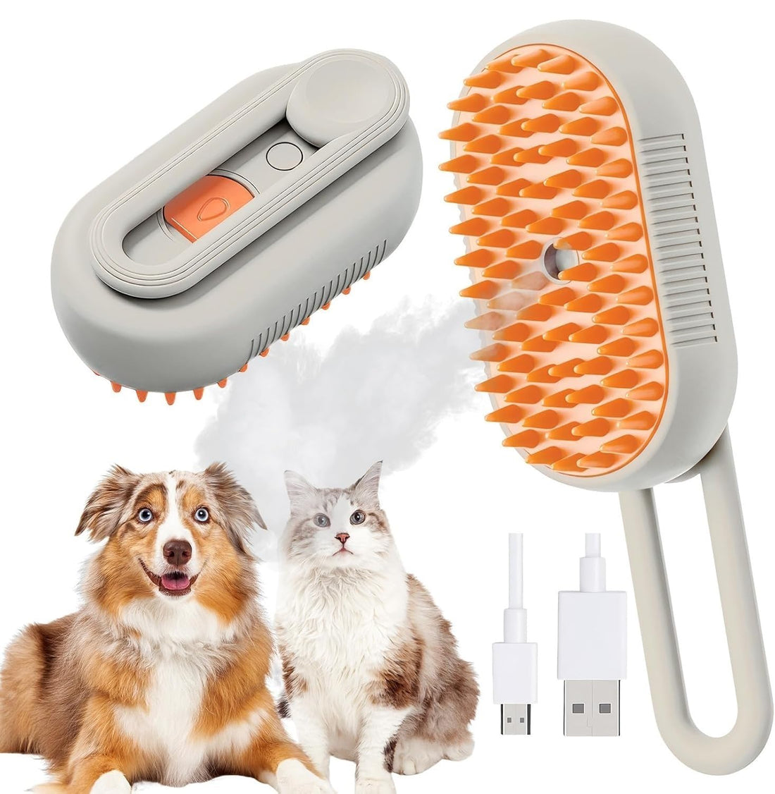 3 in 1 Electric Pet Steam Brush, Hair Removal Spray, 360° Rotating Handle, Silicone Steam Massage Comb, Rechargeable, Multifunctional Pet Grooming Brush for Dog Cat Grooming and Easy Hair Removal