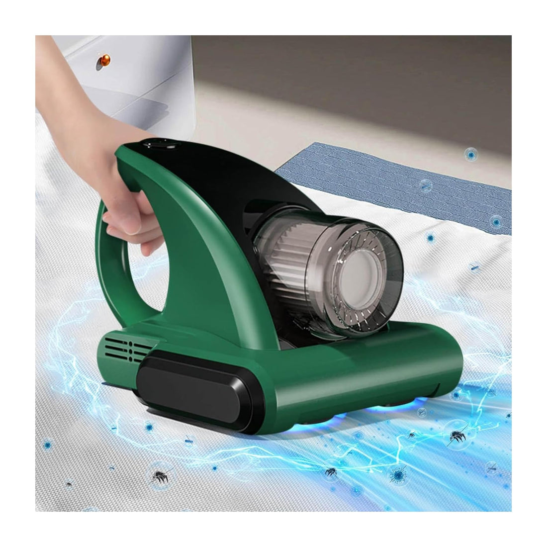 Bed Vacuum Cleaner Cordless Handheld Vacuum UV Mattress Vacuum Cleaner for Sheets, Pillows, Quilts, Sofas, Blankets, Carpets (Green)