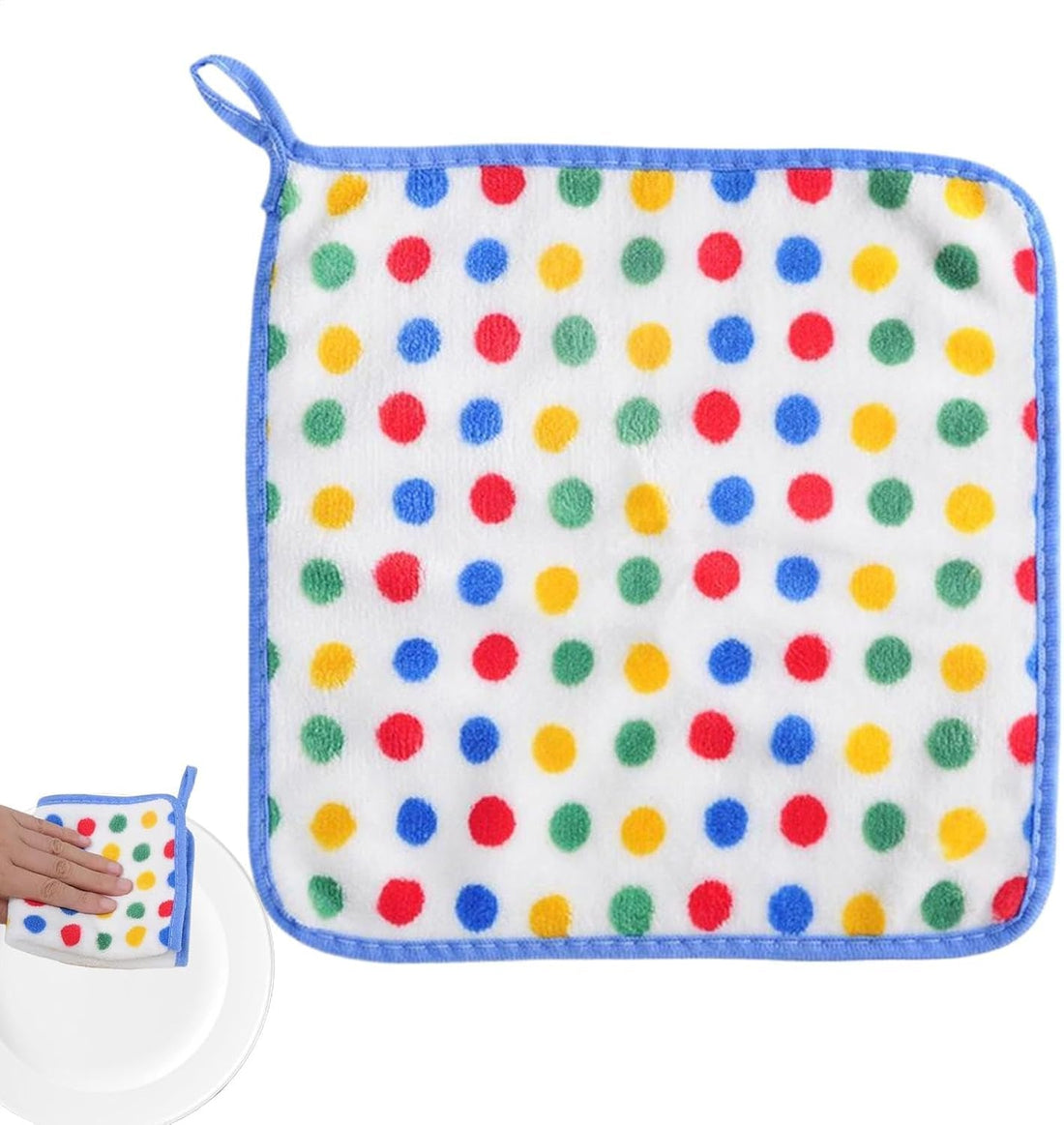 Microfiber Cleaning Cloth Set of 10, Absorbent Polka Dot Towels for Multi-Use Cleaning, Drying & Polishing, Reusable Lint-Free Cloths for Kitchen, Home & Car